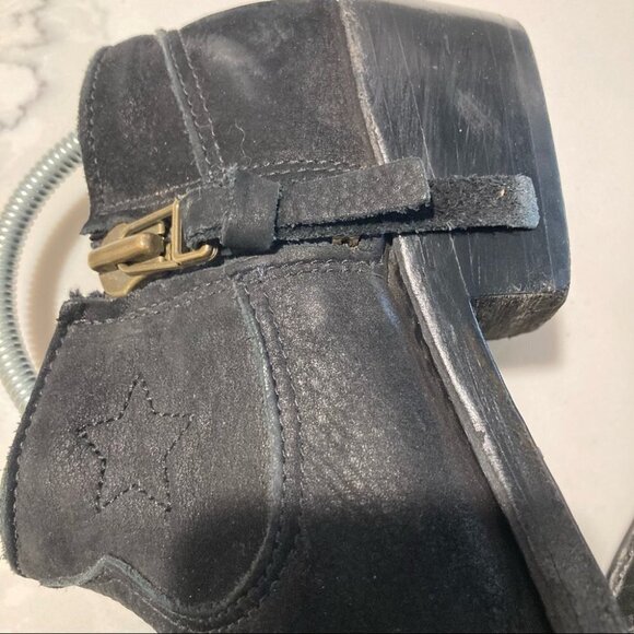 ANINE BING Sz 37 Western Style Suede  Stitches Toe Cap Booties - Picture 6 of 15